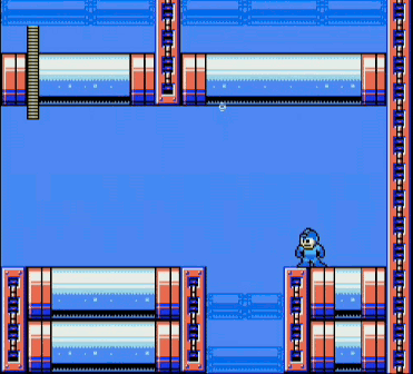 Mega Man has nowhere to go but down in Splash Woman's stage.